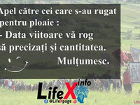 Apel către cei care s-au rugat pentru ploaie