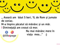 Banc: Aseară am  băut 5 beri, 1L de Rom și